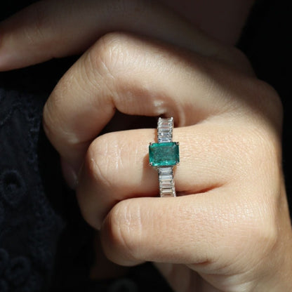 Emerald and Diamond Half Ring