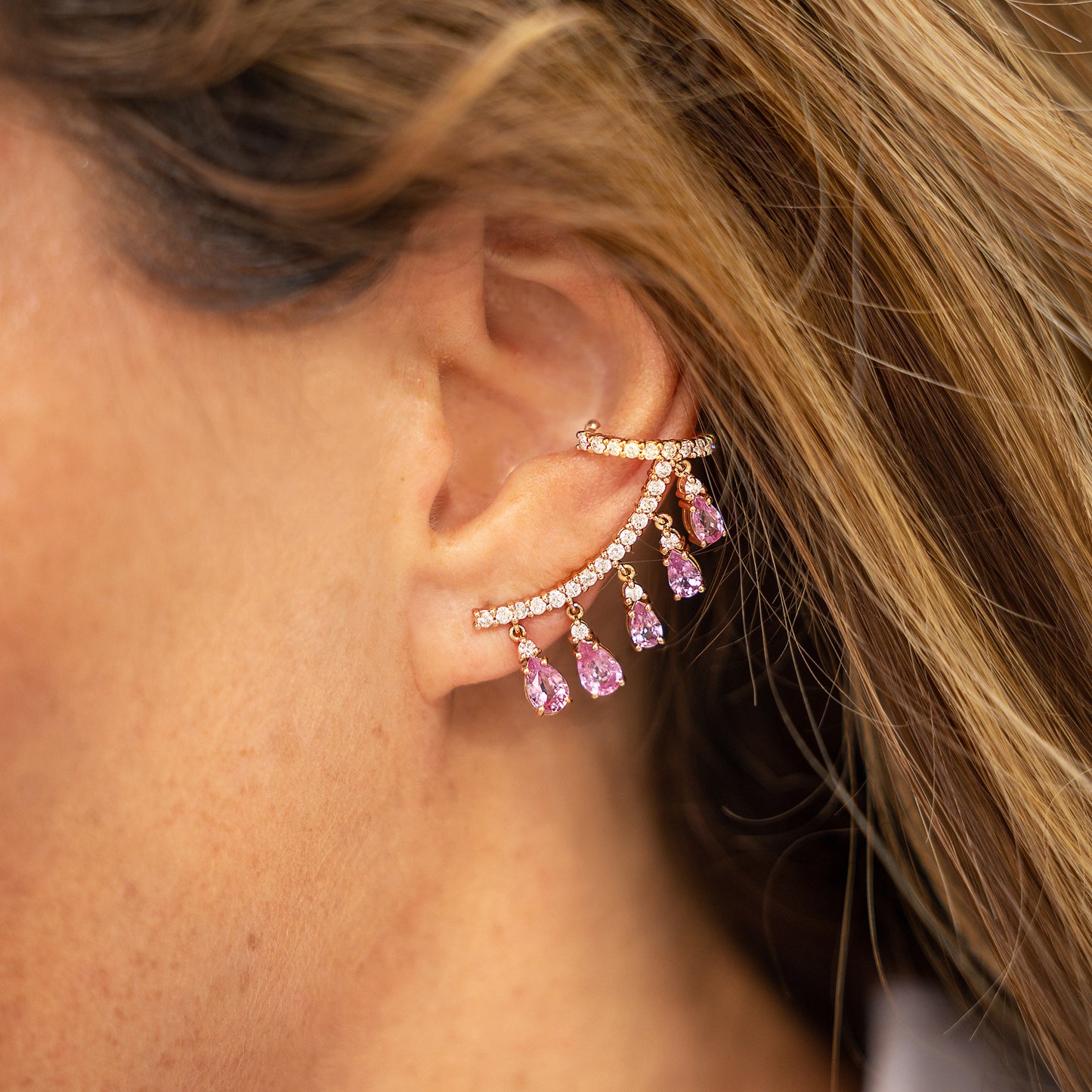 Pink Sapphire Ear Cuff