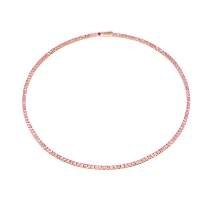 Amanda Pink Sapphire Tennis Necklace