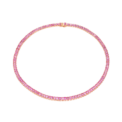 Amanda Pink Sapphire Tennis Necklace