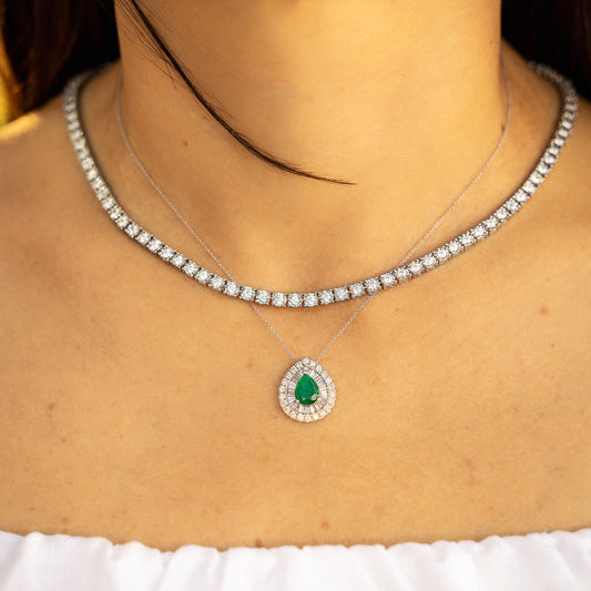 Emerald and Diamond Pendant Chain