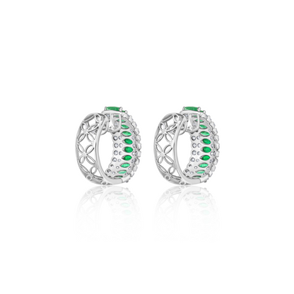 Emerald and Diamonds Hoops