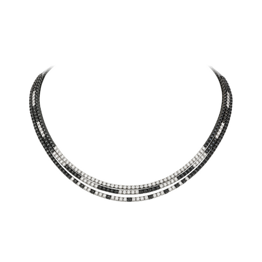 Black & White Diamond Layered Tennis Necklace