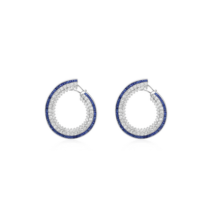 Blue Sapphire and Diamond Garland Earrings