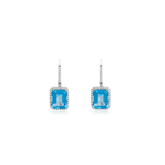 Blue Topaz and Diamond Pendant Earrings