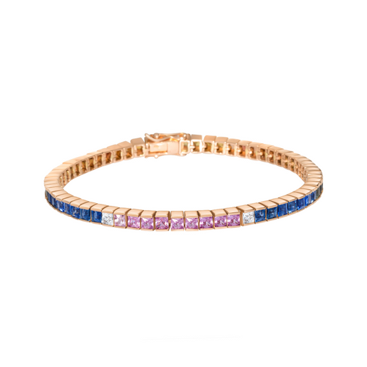 Blue & Pink Sapphire Tennis Bracelet