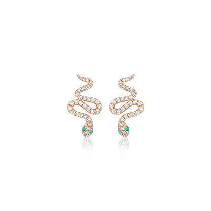 Diamond & Emerald Snake Earrings