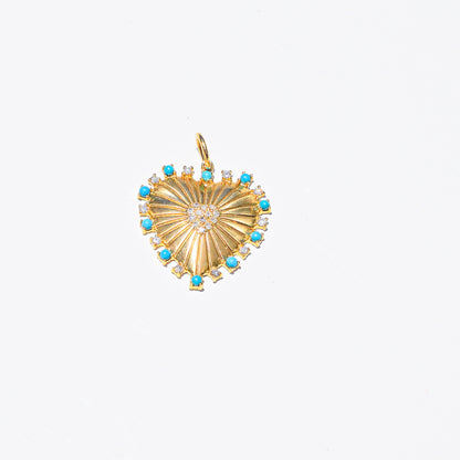 Turquoise and Diamond Heart Pendant