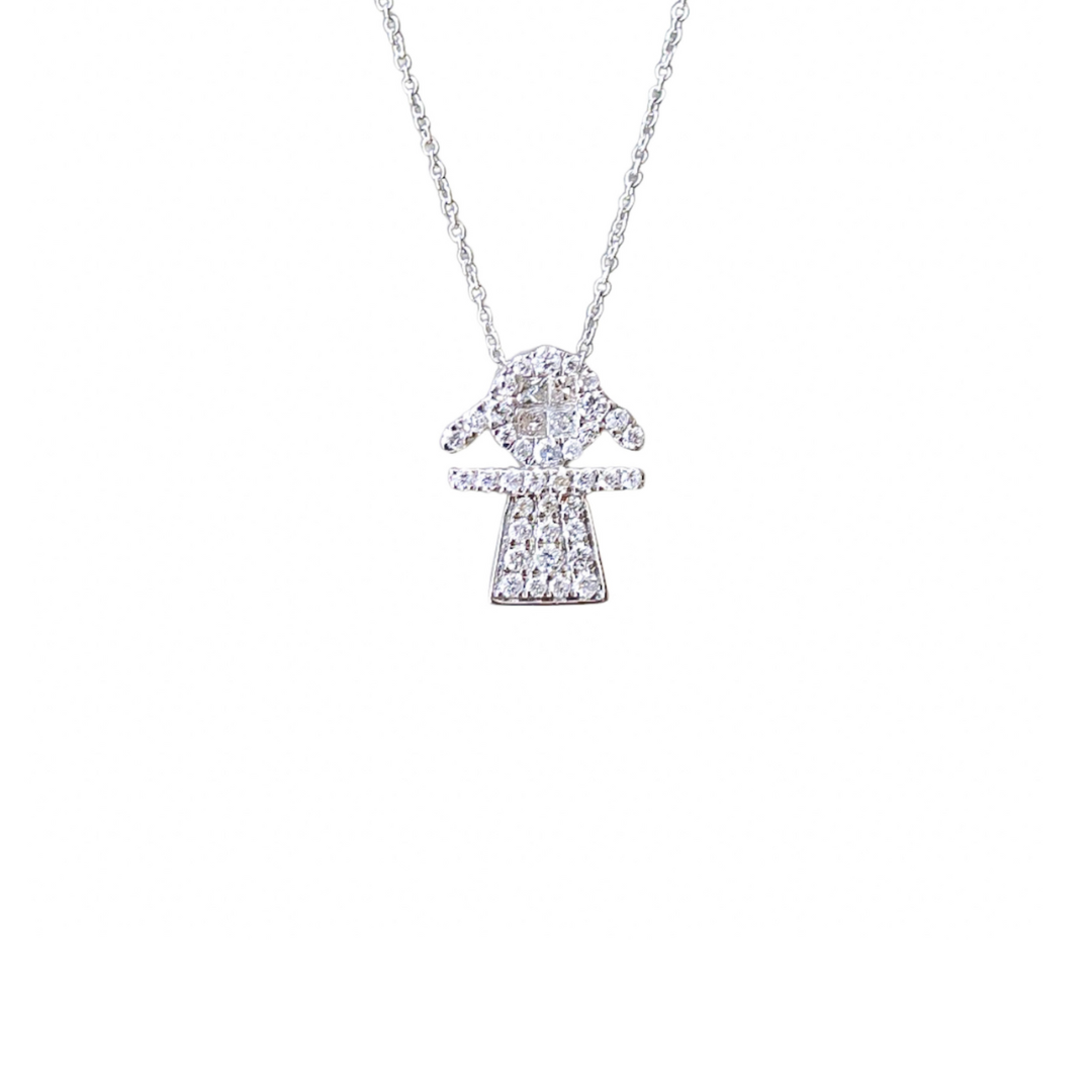 Diamond Pave Girl Pendant Chain