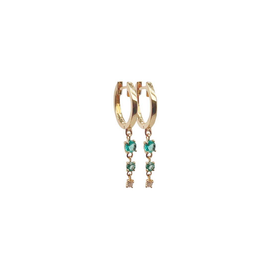 Double Emerald Dancing Drop Earrings