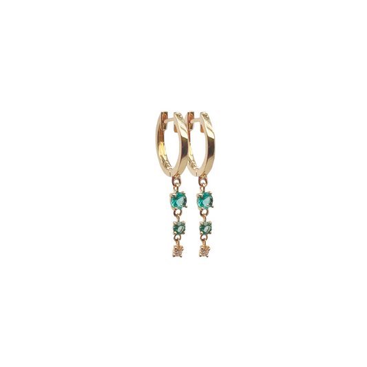 Double Emerald Dancing Drop Earrings