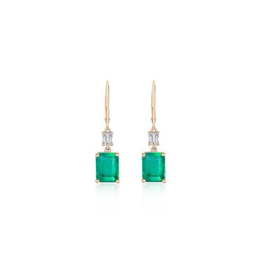 Emerald and Diamond Pendant Hoops