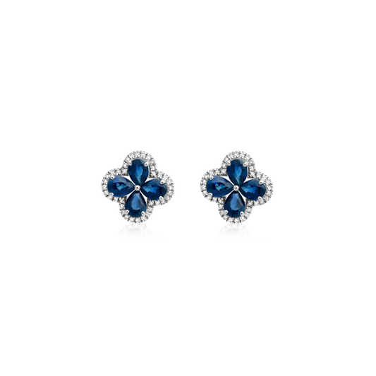 Sapphire and Diamond Floral Earrings