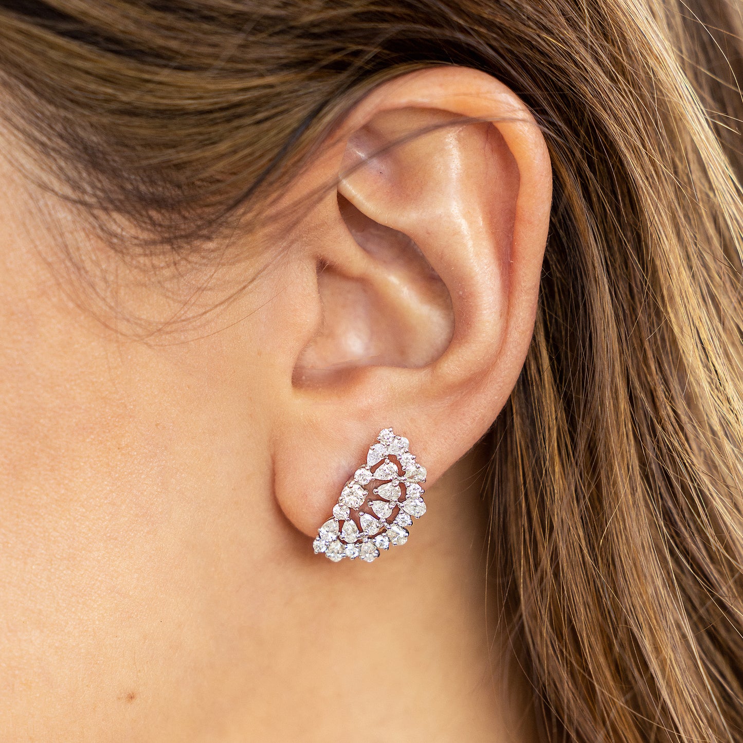 Tessen Fan Diamond Earrings