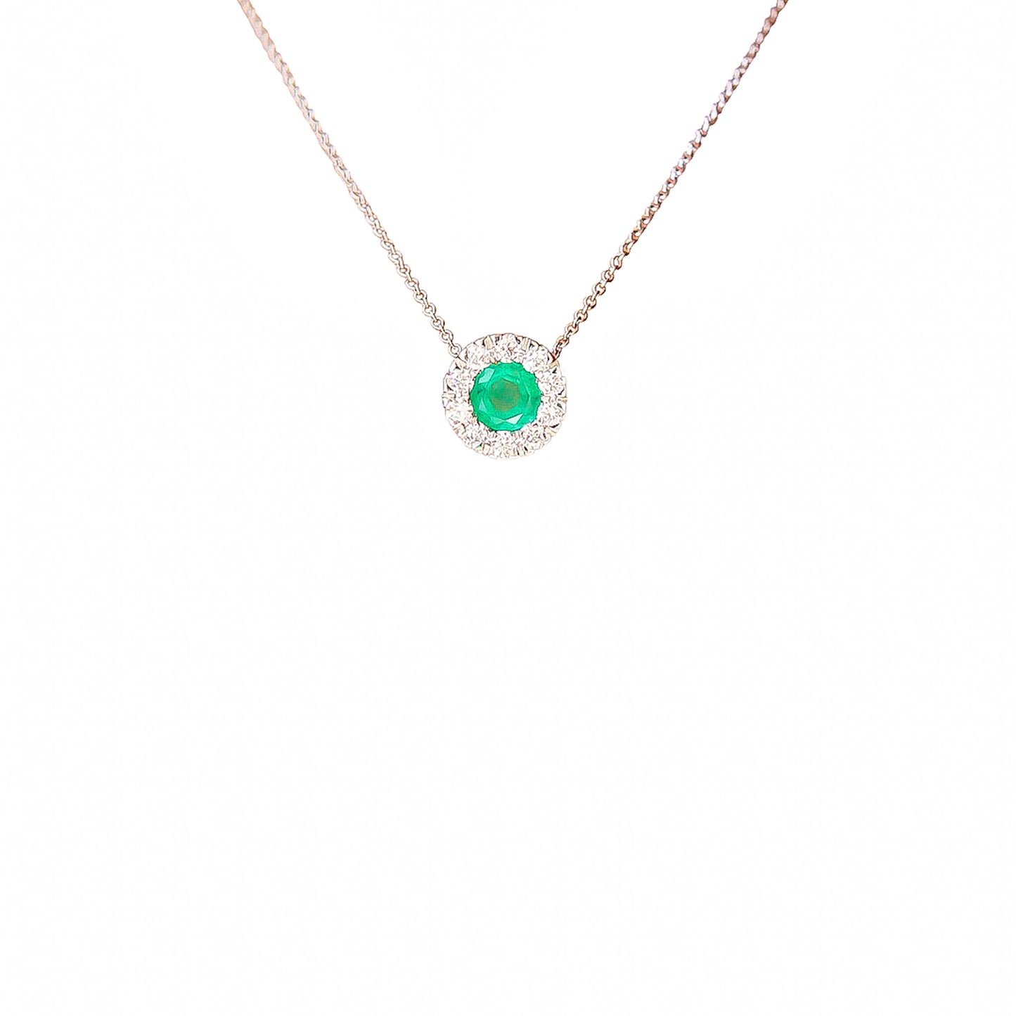Emerald and Diamond Stud Necklace