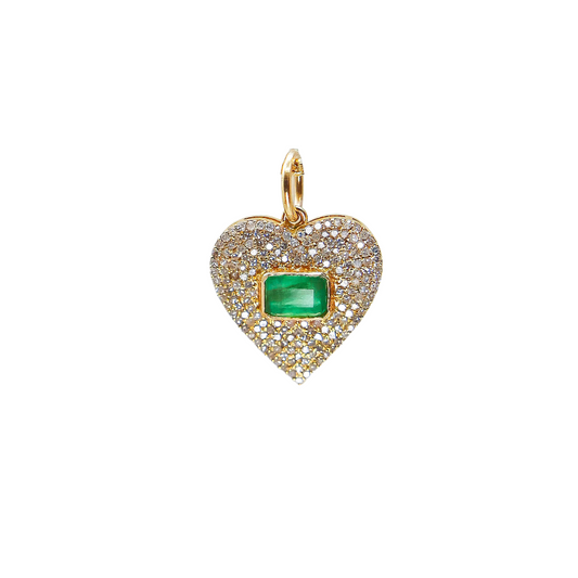 Emerald and Diamonds Heart Pendant