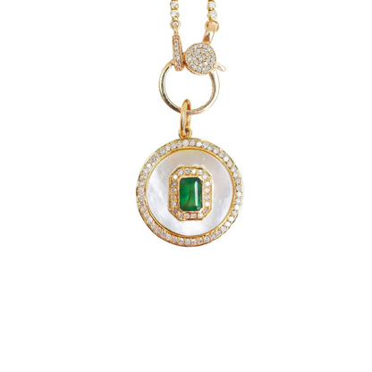Emerald and Diamonds Mother of Pearl Pendant