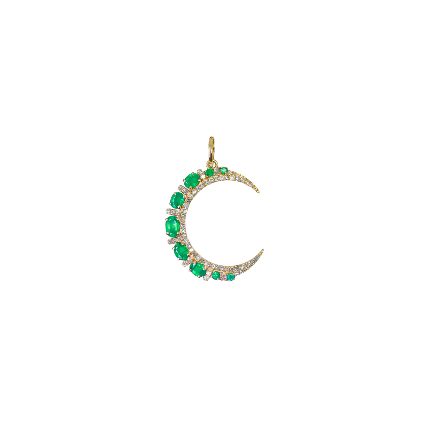 Half-Moon Emerald and Diamond Pendant