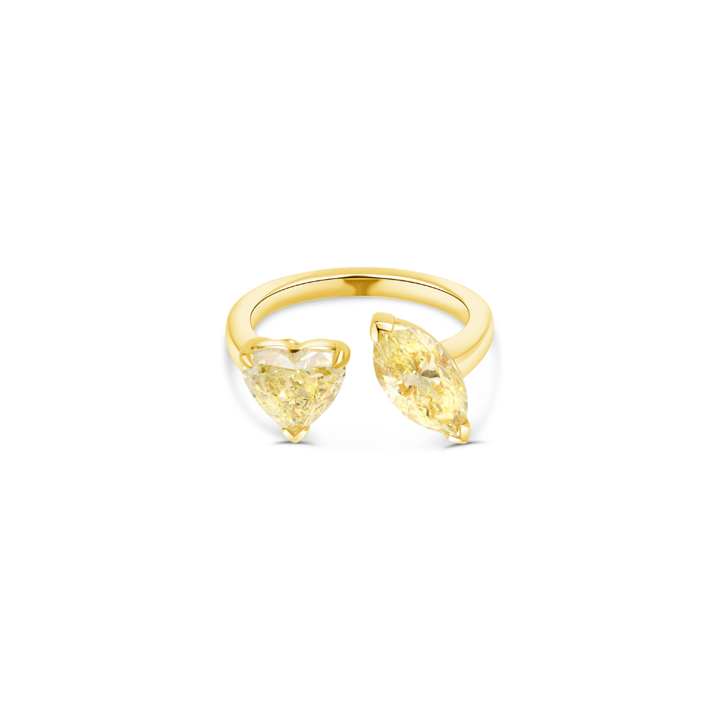 Heart and Marquise Yellow Diamond Open Ring