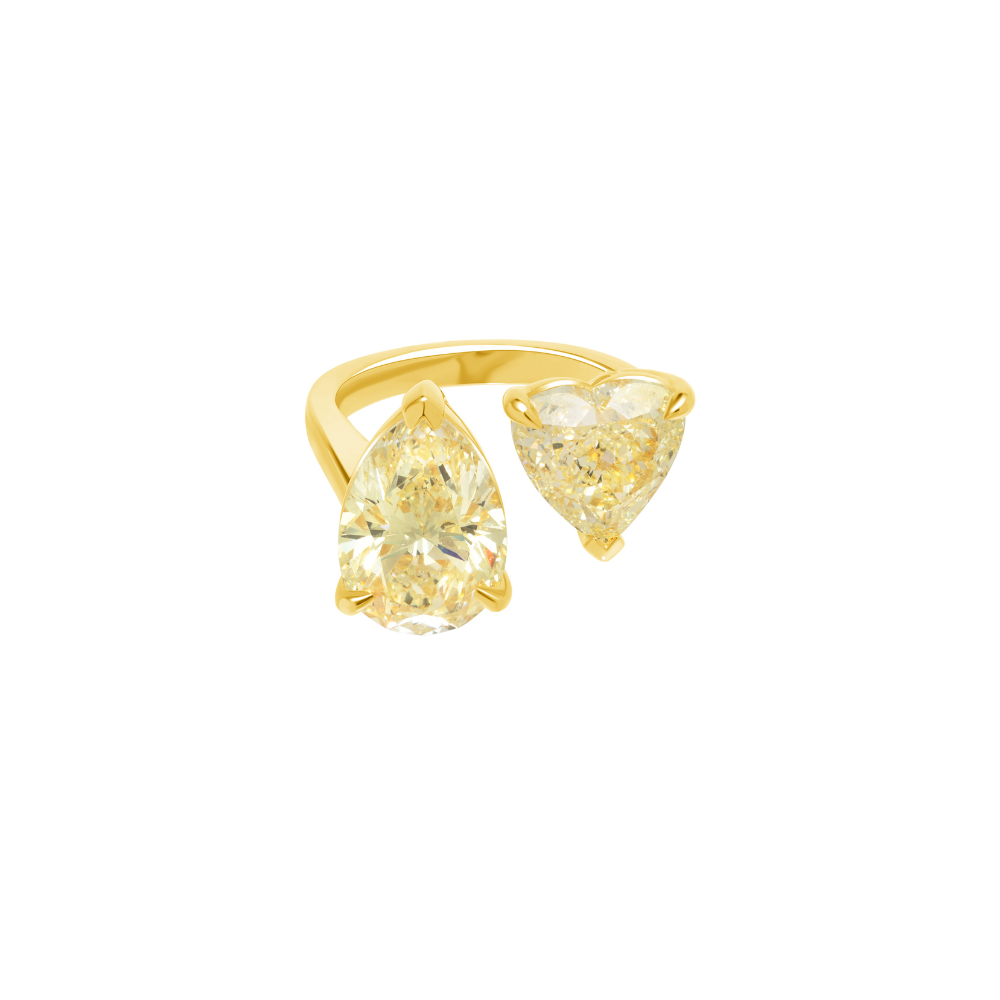 Heart and Pear Yellow Diamond Open Ring