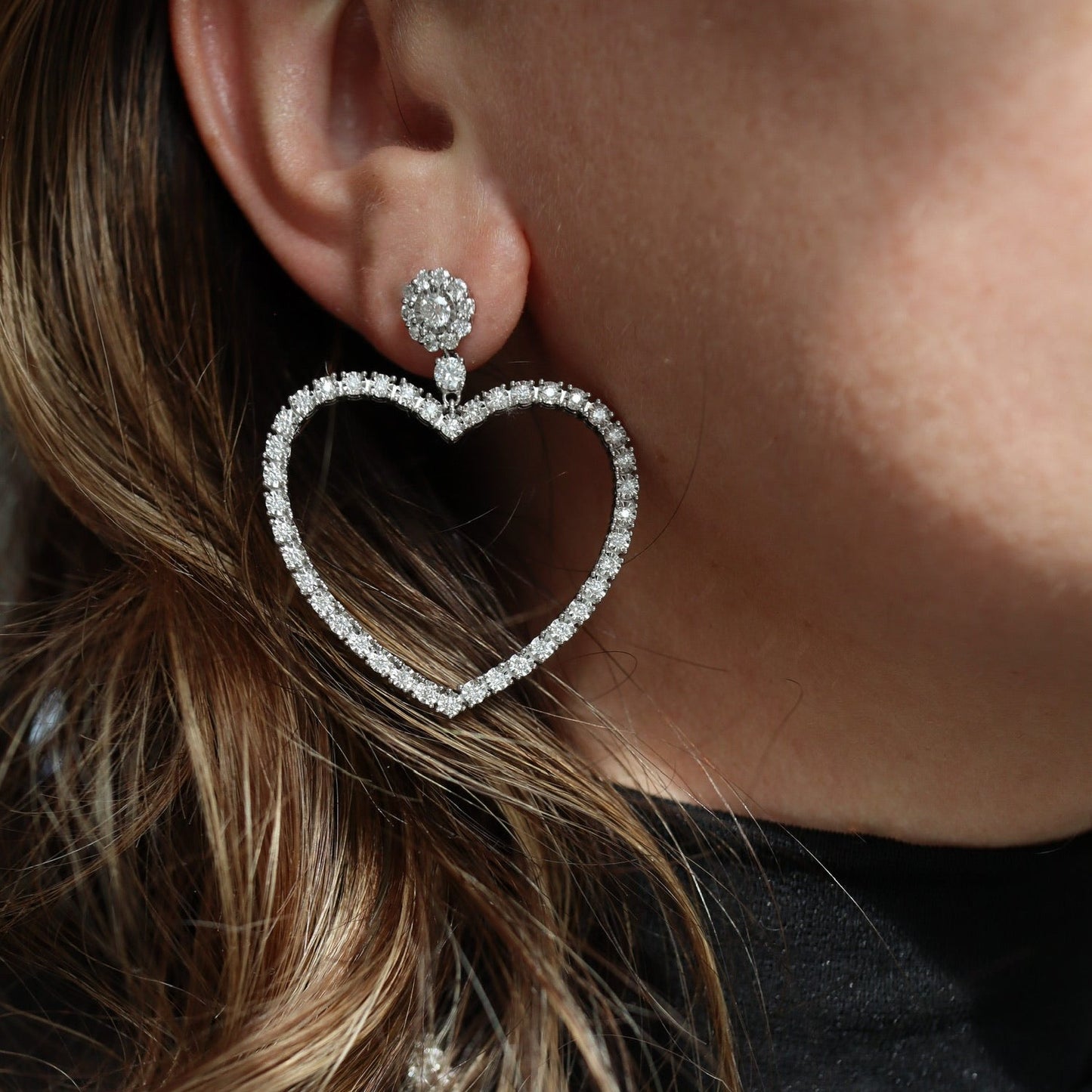 Large Heart Pendant Earrings