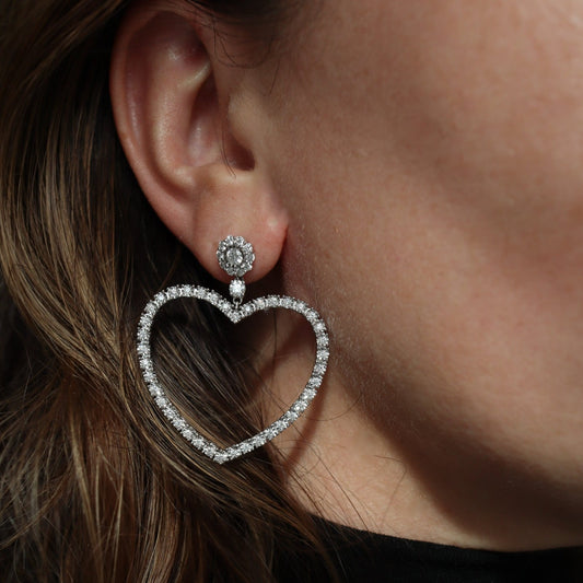 Large Heart Pendant Earrings