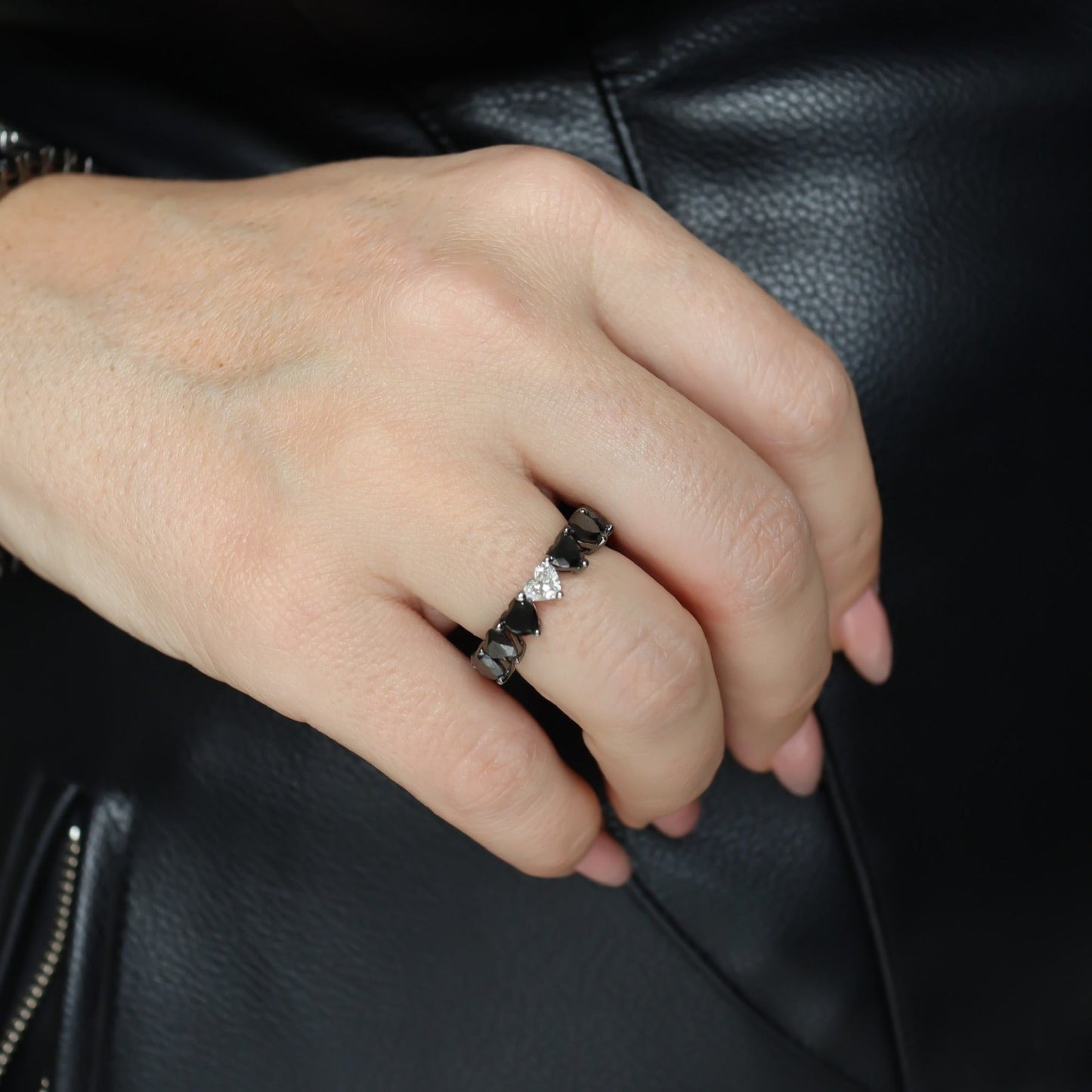 Black & White Diamond Heart Ring