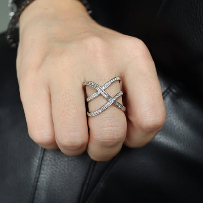 Double Cross Diamond Ring