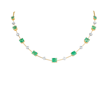 Multi-Shaped Emerald Diamond Necklace