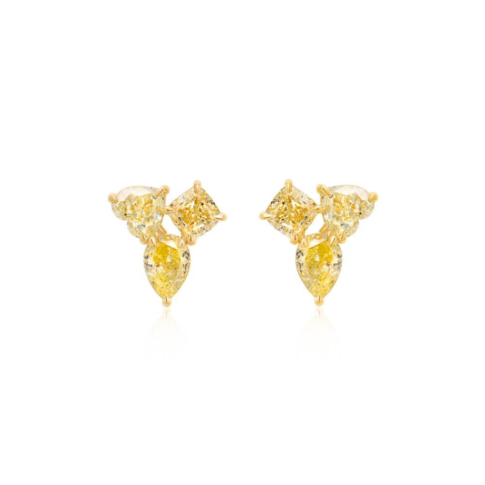 Multi-Shaped Yellow Diamond Earrings