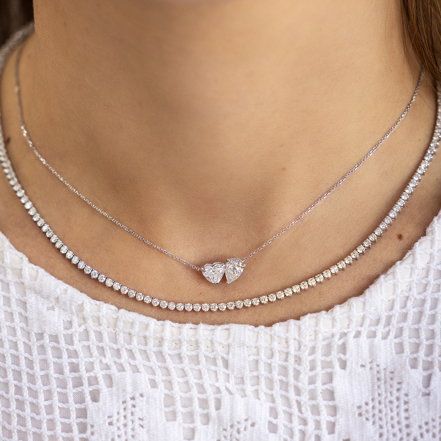 Heart & Drop Diamond Necklace