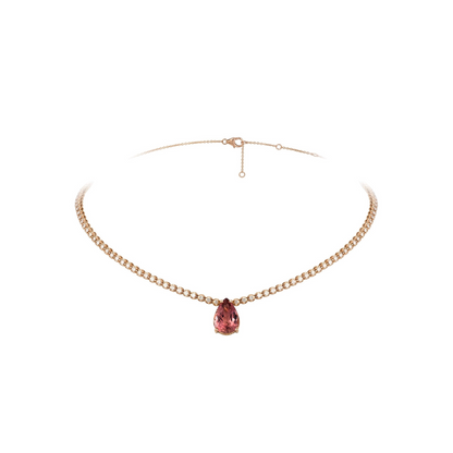Diamond Necklace with Rubellite Pendant