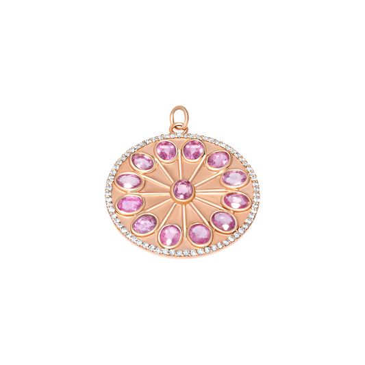 Round Pink Sapphire & Diamonds Pendant