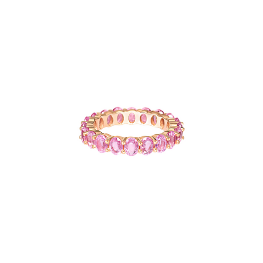 Pink Sapphire Oval Eternity Band