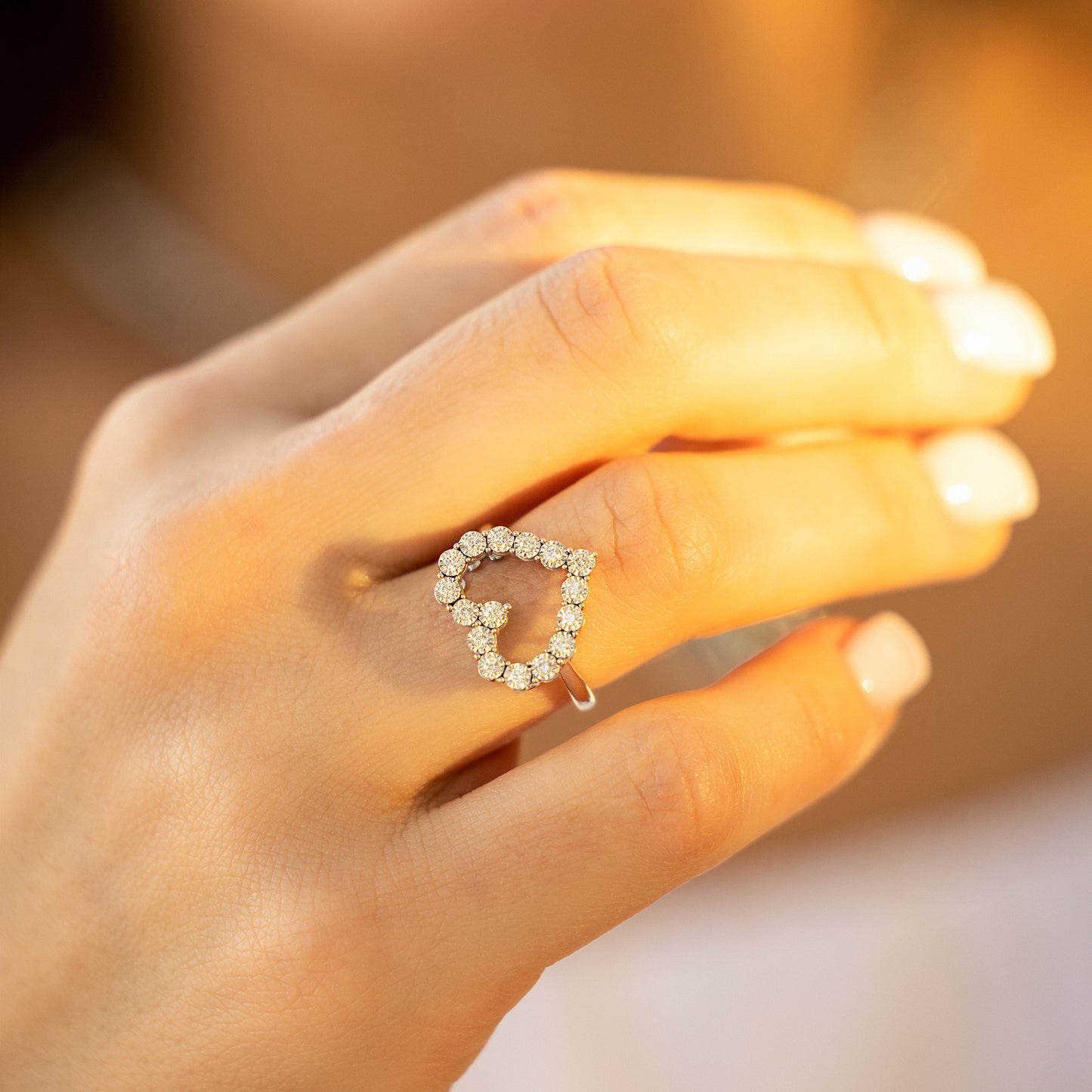 Heart Diamond Ring in White Gold