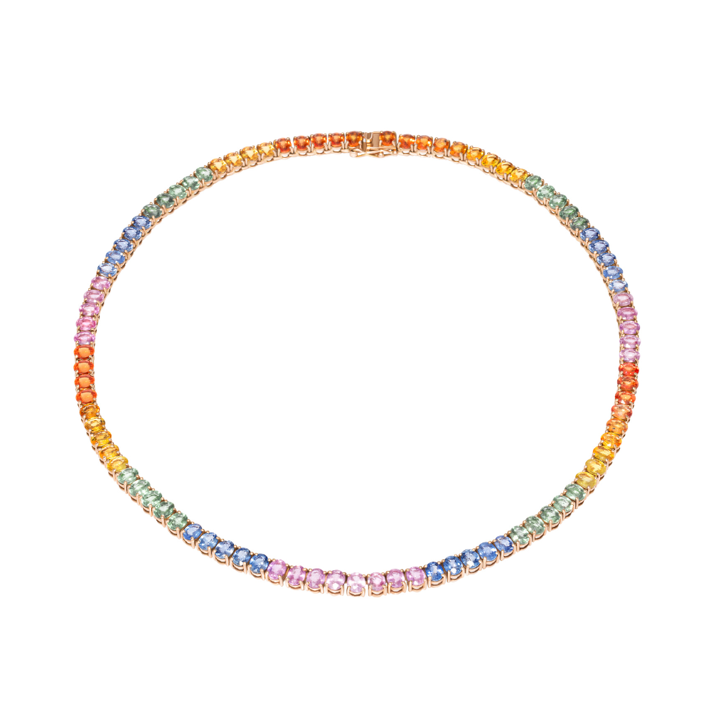 Rainbow Sapphire Tennis Necklace
