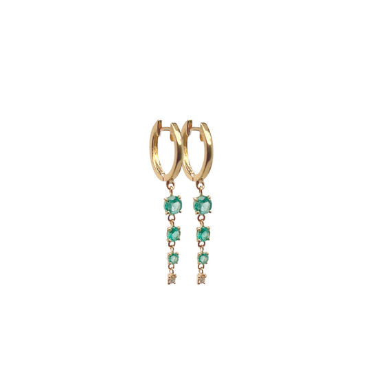 Triple Emerald Dancing Drop Earrings