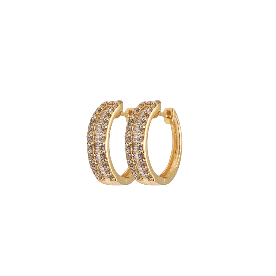 Baguette and Pave Diamonds Hoop