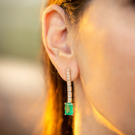Emerald & Diamond Bezel Earrings