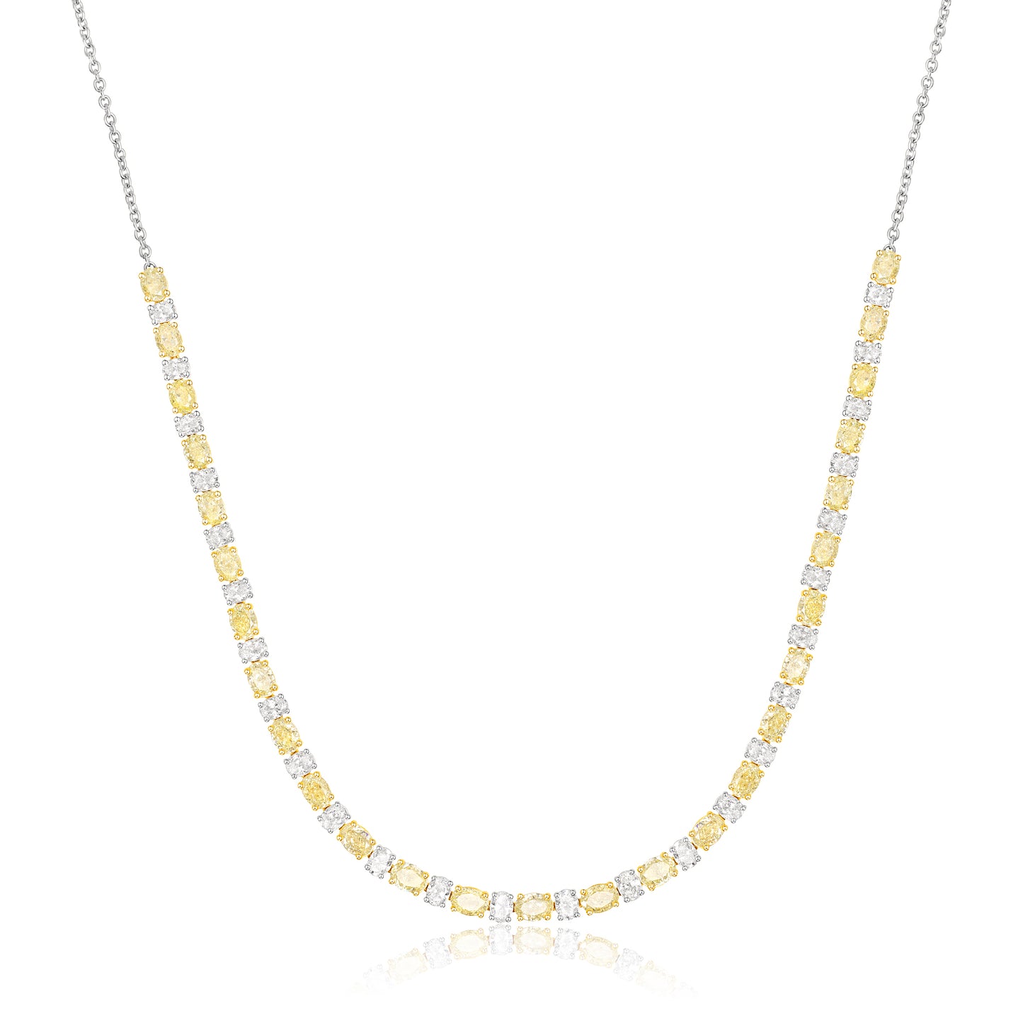 Multi-Shaped Yellow and White Diamond Necklace