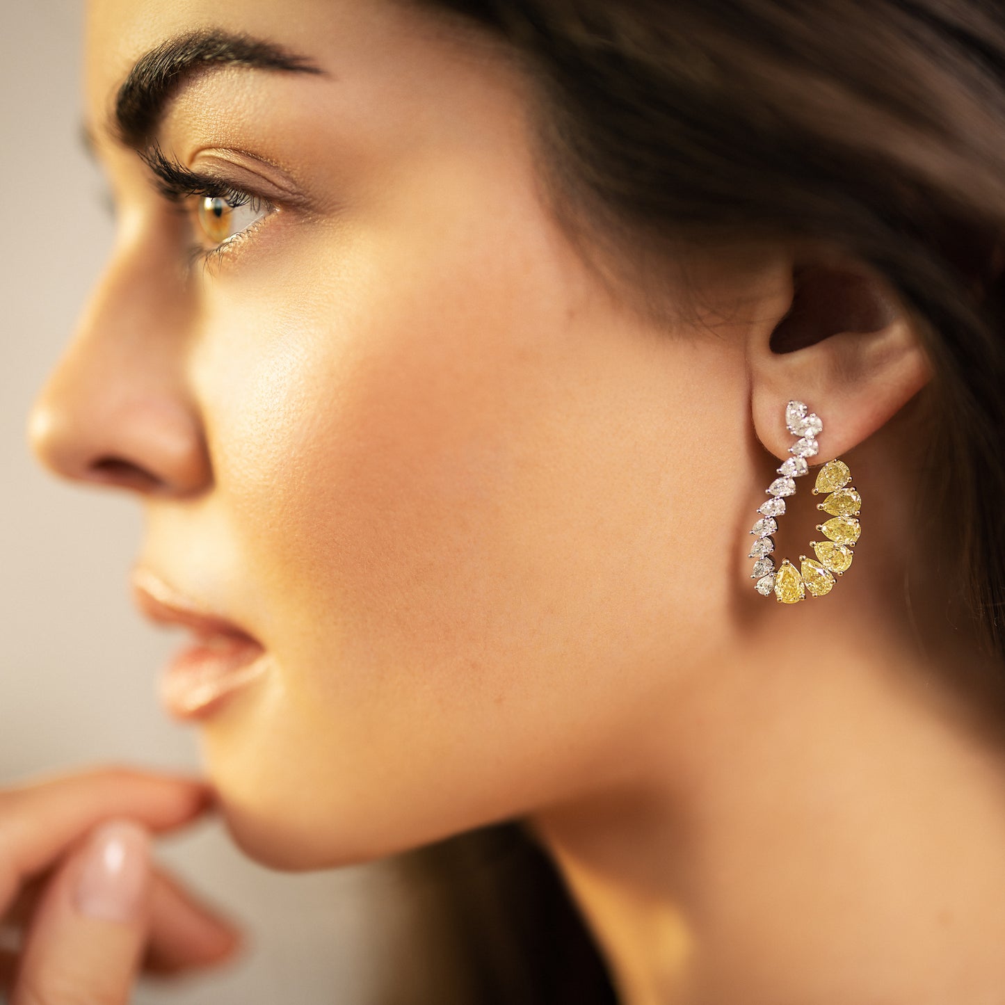 Yellow Diamond Swan Garland Earrings