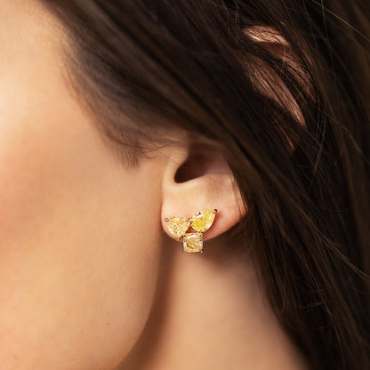 Multi-Shaped Yellow Diamond Earrings