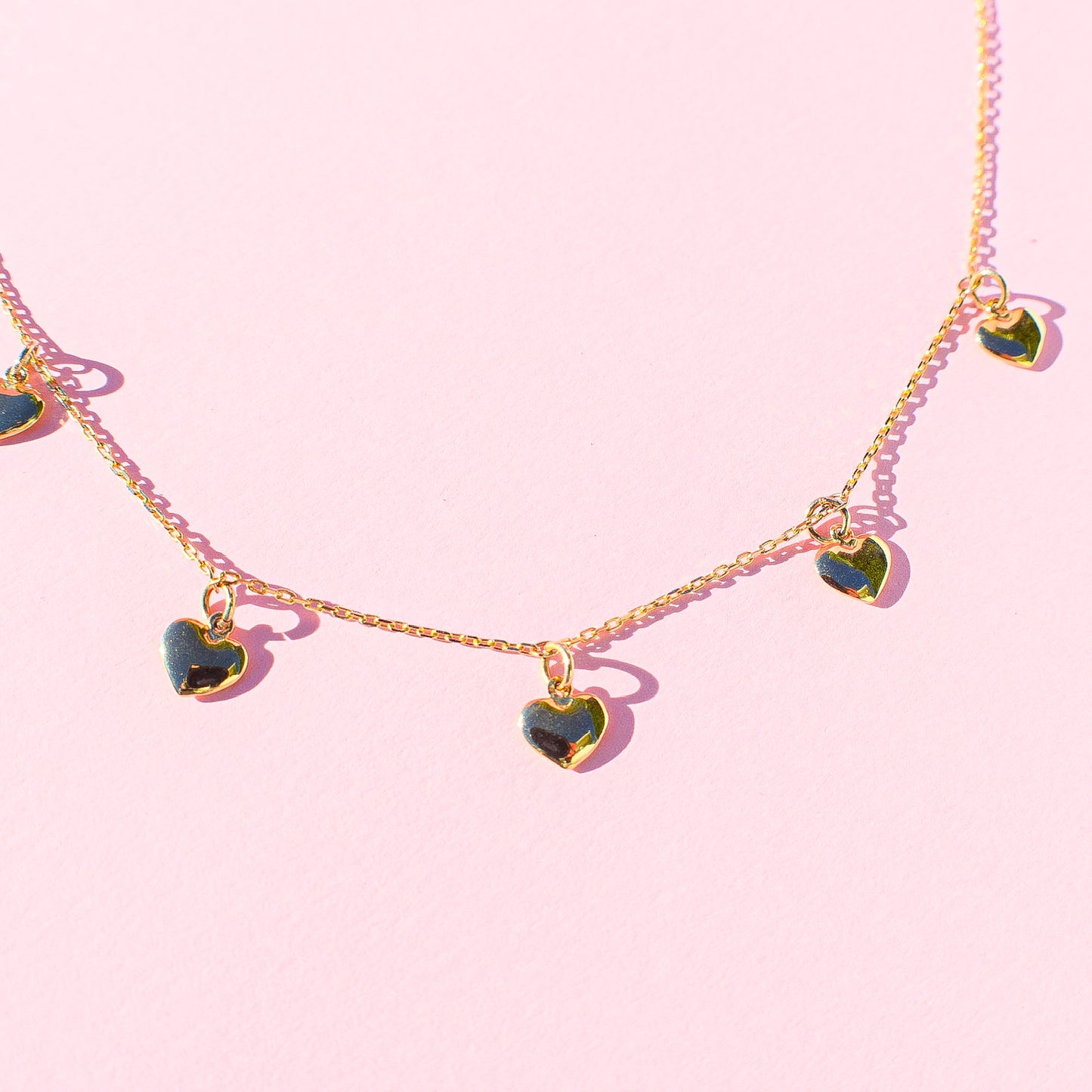 5 Dangle Hearts Necklace