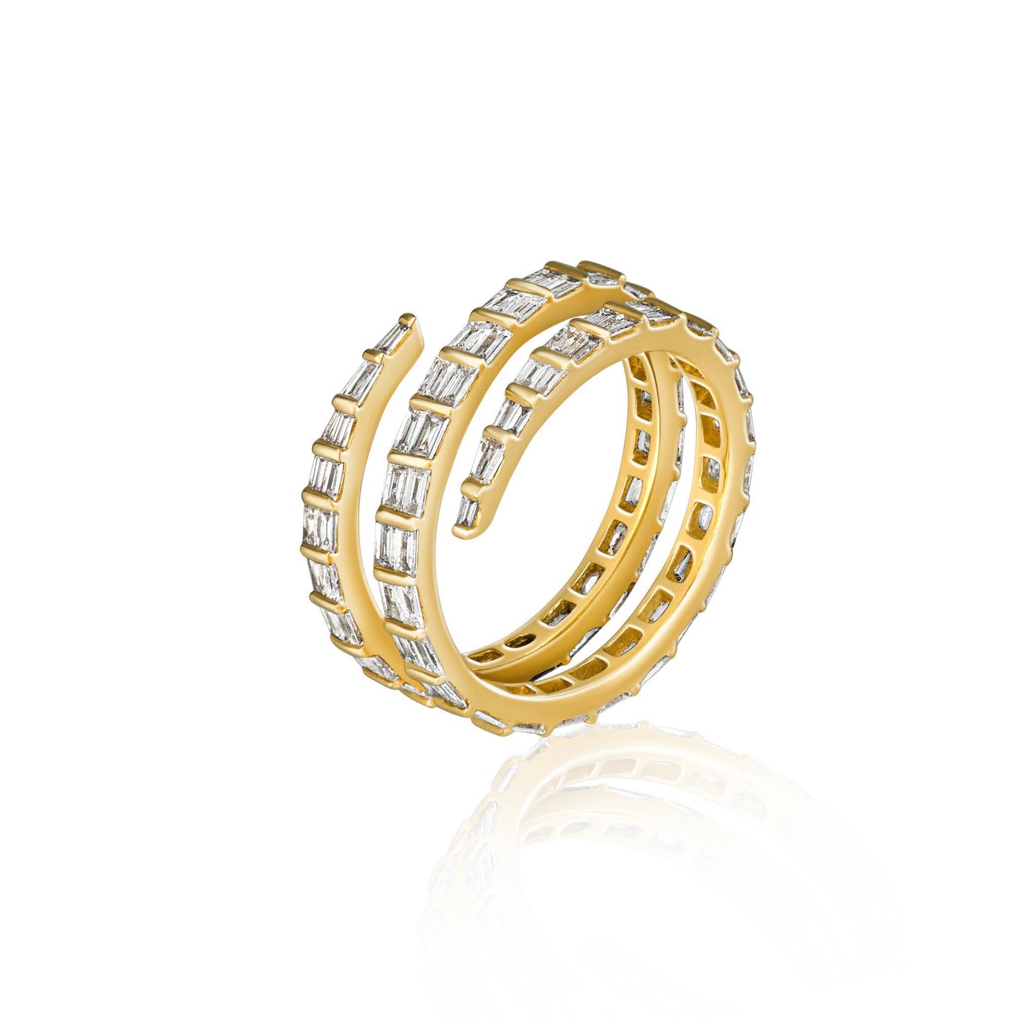 Spiral Baguette Diamond Ring