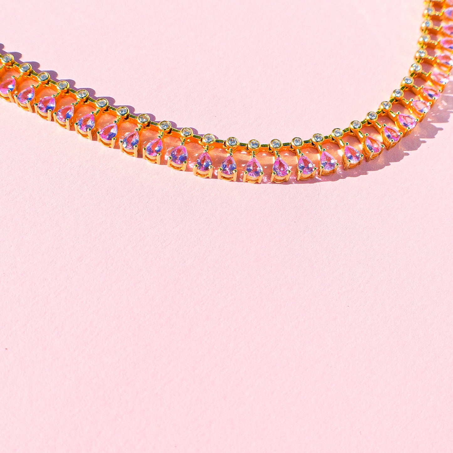 Brianna Diamond & Pink Sapphire Necklace