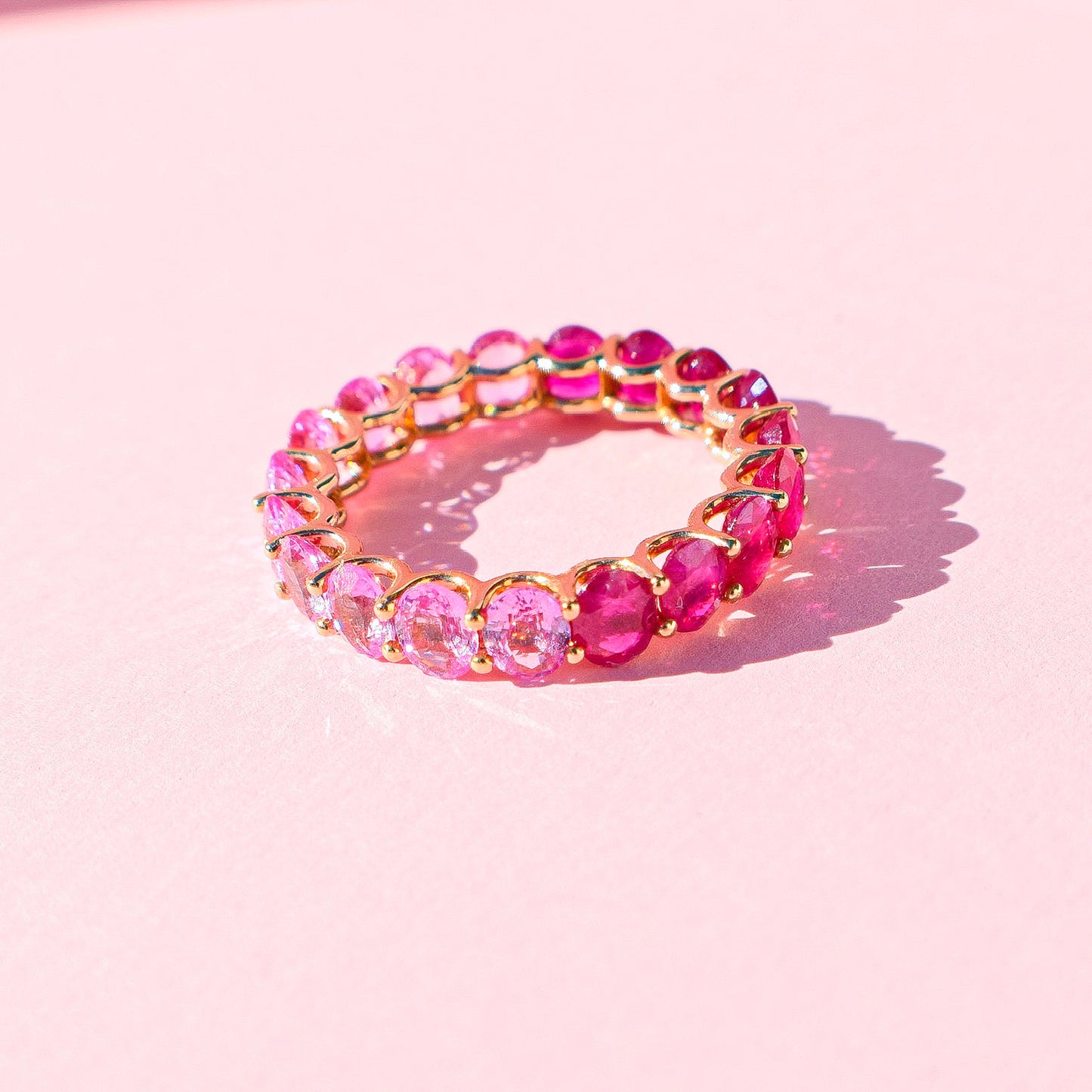 Pink Sapphire and Ruby Band