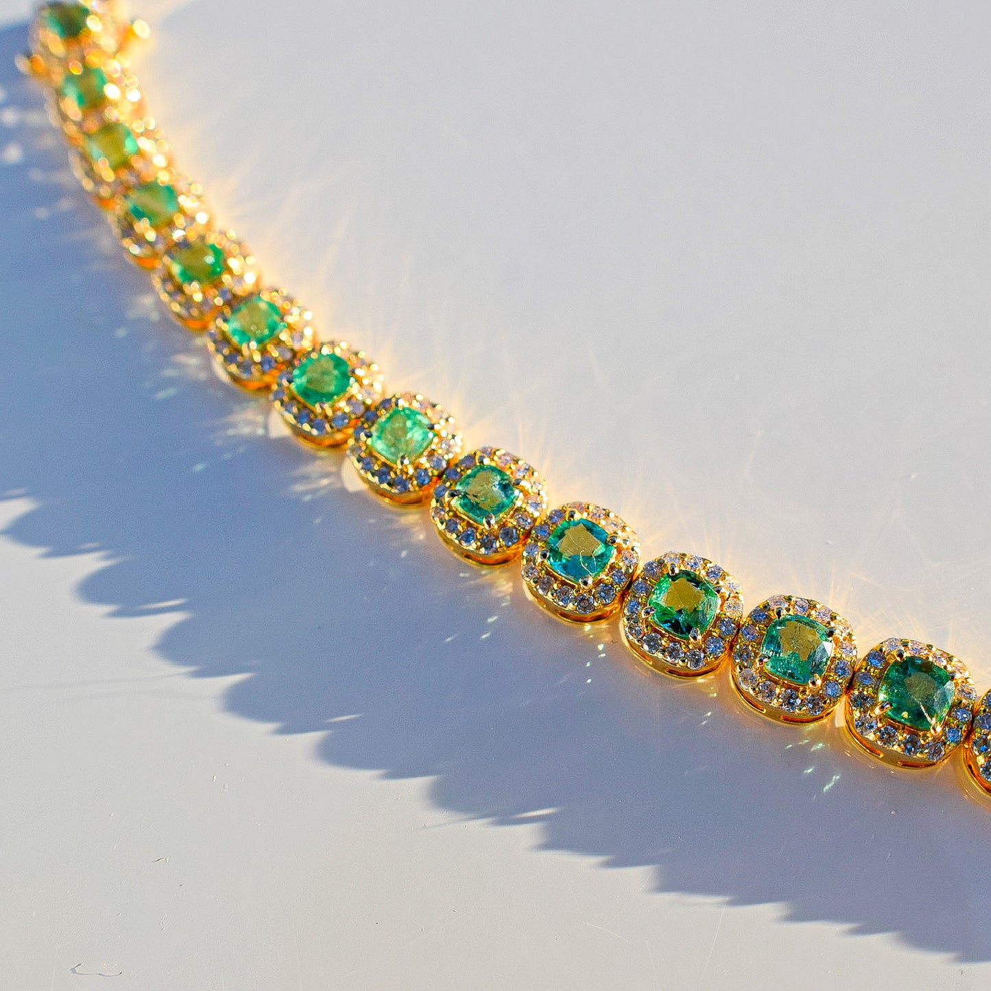 Emerald and Diamond Cushion Bracelet