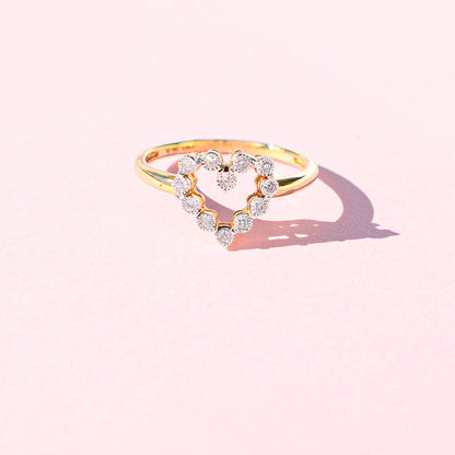 Heart Diamond Ring in Yellow Gold