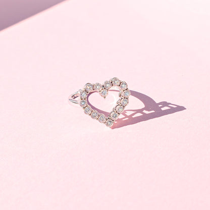 Heart Diamond Ring in White Gold