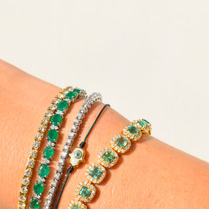 Emerald and Diamond Cushion Bracelet
